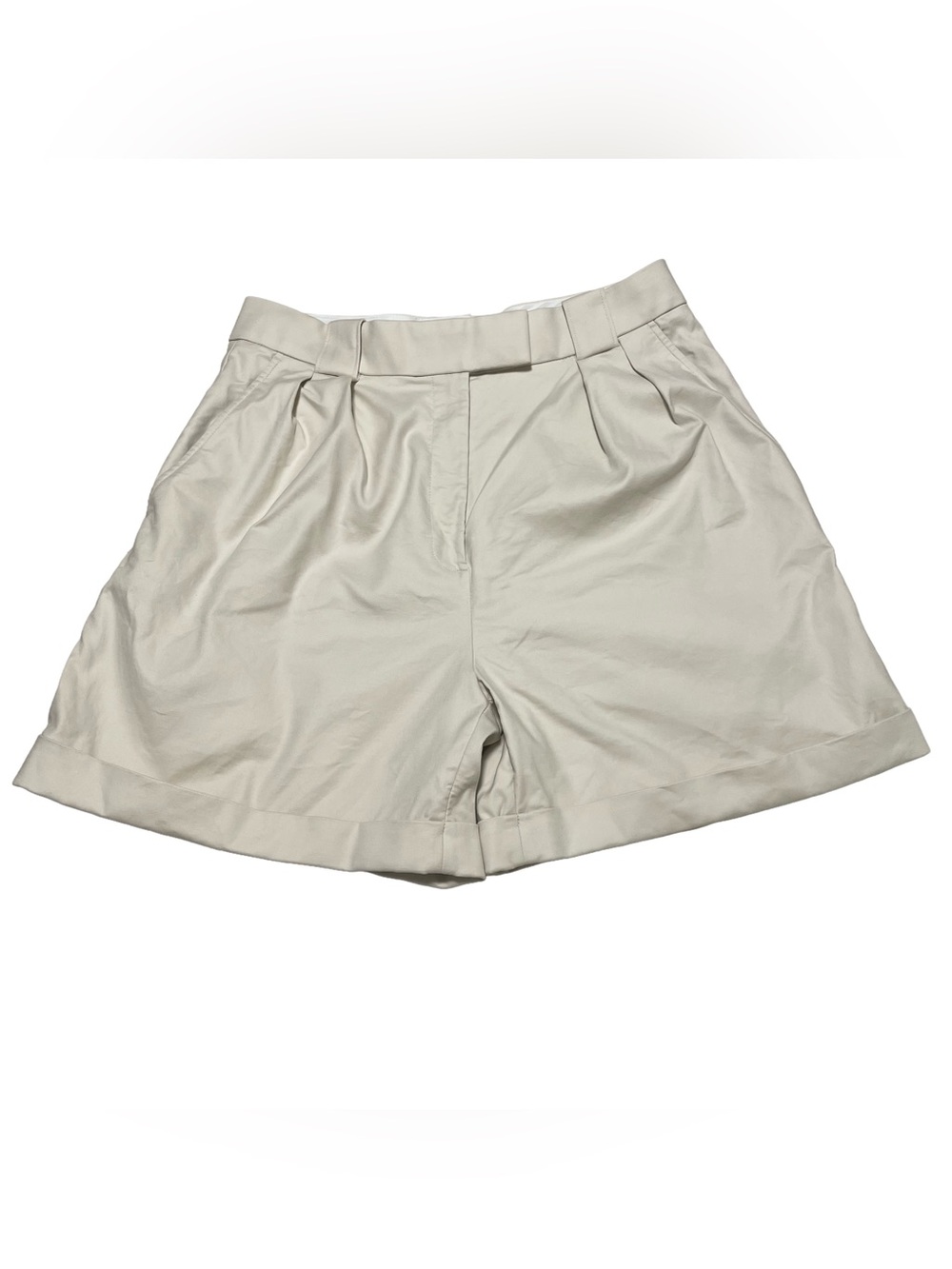 Banana Republic Cream High-Waist Pleated Bermuda Shorts